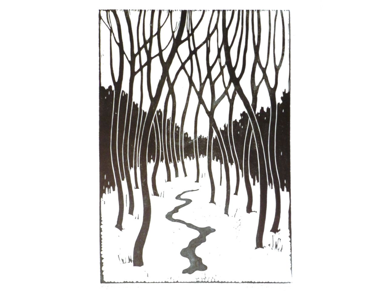 Franz Traunfellner, "Bach und Bäume", 1982